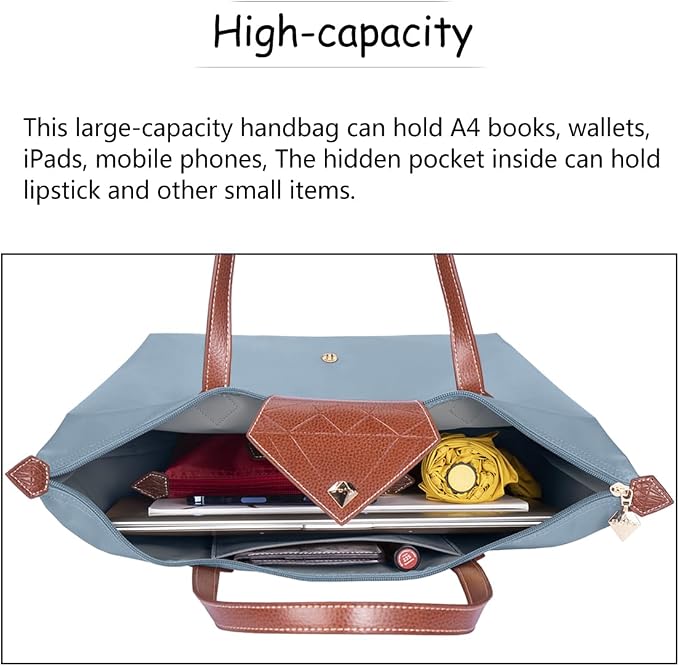 Women Tote Bag,Stylish Waterproof Nylon Ladies Shoulder Bag, Folding Beach Travel Bag for Work,Shopping, Large - Image 6