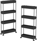 2-piece Set Slim Storage Cart 3 Tier,Bathroom Organizer Rolling Utility,Mobile Shelving Unit Slide Out for Office, Kitchen, Laundry Room & Narrow Places by Home