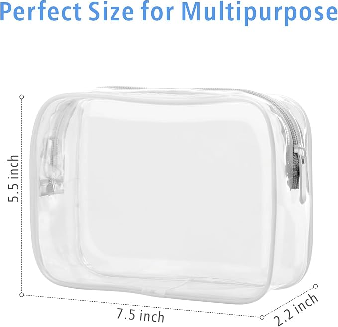 TSA Approved Toiletry Bag - Clear Makeup Bag Travel, 5 Color Medium | Quart Size for Carry-On, Reinforced Seams, Water-resistant, Smooth Metal Zipper, Clear Easy-Check for Airport Hotels, Women - Image 4