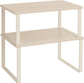 SONGMICS Cabinet Organizer Shelf, Set of 2 Spice Rack, Kitchen Storage | Kitchen Counter Storage Spice Rack, Particleboard, Steel, Travertine Beige and Cream White, BYSTRO Collection UKCS020L01 by Unknown
