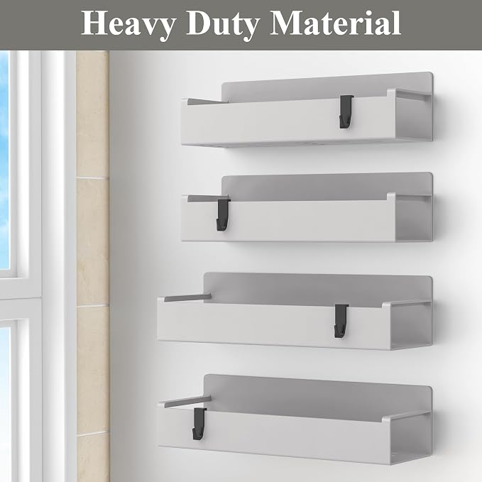 HuggieGems 4 Pack Magnetic Spice Rack Organizer for Refrigerator and Oven, Light Grey Fridge Organizers and Storage for Kitchen - Image 4