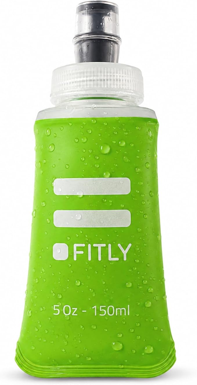 FITLY Soft Flask - Shrink As You Drink Soft Water Bottle for Hydration Pack - Folding Water Bottle Ideal for Running, Hiking, Cycling, Climbing & Rigorous Activity by FITLY
