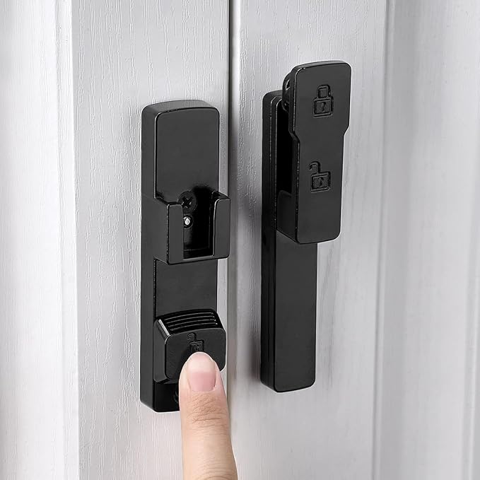 Black 180 Degree Barn Door Lock,Flip Gate Latches Hardware | Zinc Alloy Door Lock,Sliding Door Latches,for bedroom,drawer,pet enclosures,cabinet,garage,window - Image 8