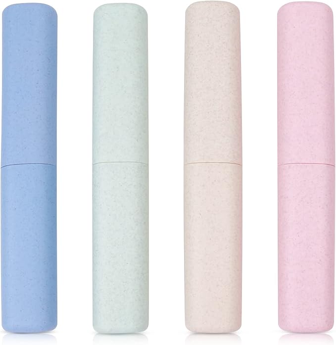 Hooqict 4 Pack Travel Toothbrush Case Portable Travel Toothbrush Holder Plastic Toothbrush Container Protector Cover Case for Traveling, Bathroom, Camping, Home, School, Business by Hooqict