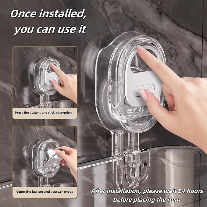 No-Drill Bathroom Suction Storage Box,Large Capacity & Strong Load-Bearing,Removable Shower Basket,Glacier Pattern Suction Cup Shower Caddy Hanging Shower Shelf Organizer (Clear 1pcs) - Image 4