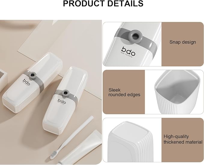 Toothbrush Travel Case Portable Clear Grey Toothbrush Holders with Cover, Leakproof Toothbrush & Toothpaste Holder for Traveling School Camping Business Trip Bathroom - Image 6