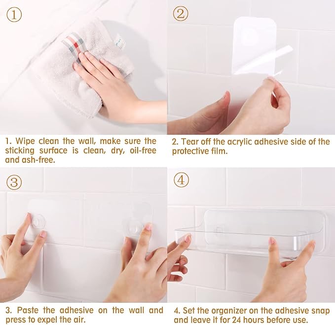 Plastic Wall Mount Organizer, Clear Adhesive Storage Box Organizer No Drilling Hang Walls/Doors for Kitchen, Bathroom, Bedroom, Cabinet, Office, Craft Room (Long Size) - Image 5