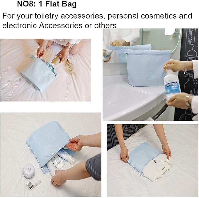 Packing Cubes for Travel, 8 Pcs Set | Luggage Organizers with Shoe Bag and Toiletry Bag, Classification and Storage, Save Storage Space and Luggage Packing Time - Image 6