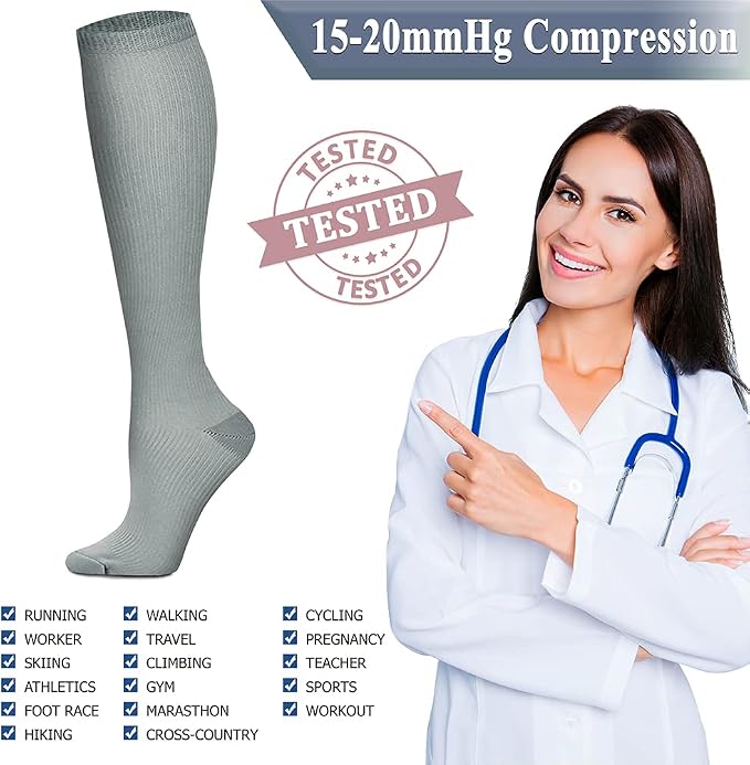 QUXIANG Copper Compression Socks for Women & Men Circulation (8 Pairs) - Best for Running Athletic Cycling - 15-20 mmHg - Image 5