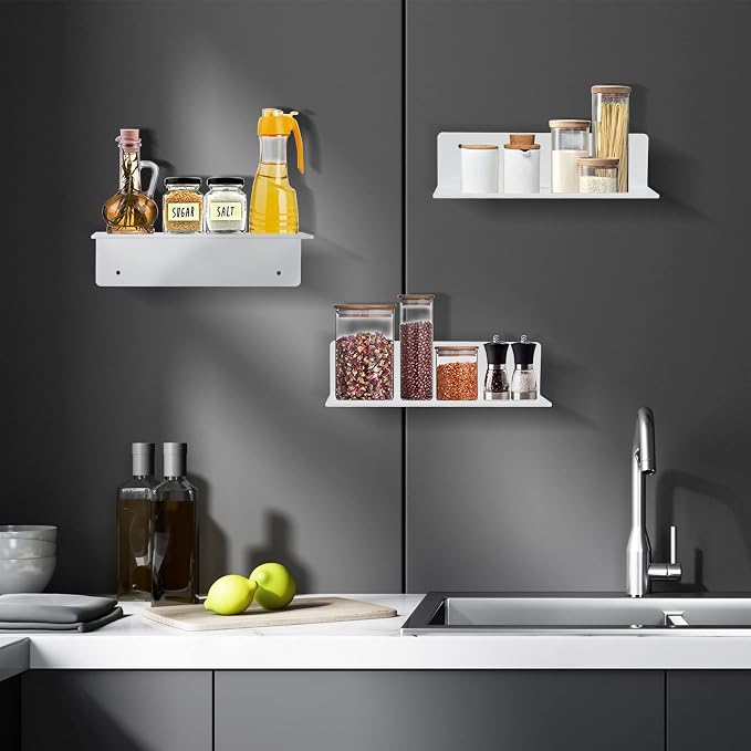 9 Inch Acrylic Floating Shelf No Drill Adhesive Wall Shelf Set of 2 for Funko Pop Storage, Floating Shelves Damage-Free Expand Wall Space for Living Room, Bathroom, Gaming Room, Office - White - Image 7