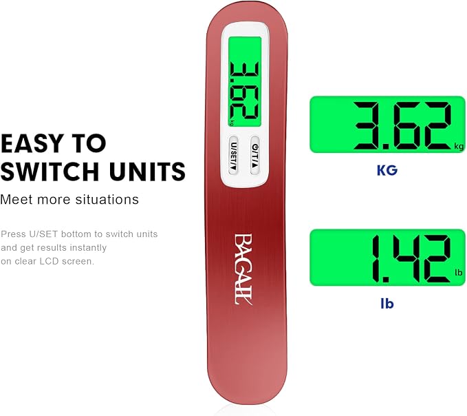 BAGAIL Digital Luggage Scale, 110lbs Hanging Baggage Scale with Backlit LCD Display, Portable Suitcase Weighing Scale, Travel Luggage Weight Scale with Hook, Strong Straps for Travelers - Image 6