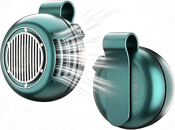 2026 Upgrade Portable Silent Mini Bladeless Fan Clip On (Green) | Adjustable 5 Speed, LED Digital Display, 360° Rotatable, USB Rechargeable, For Outdoor, Travel, Office by Unknown