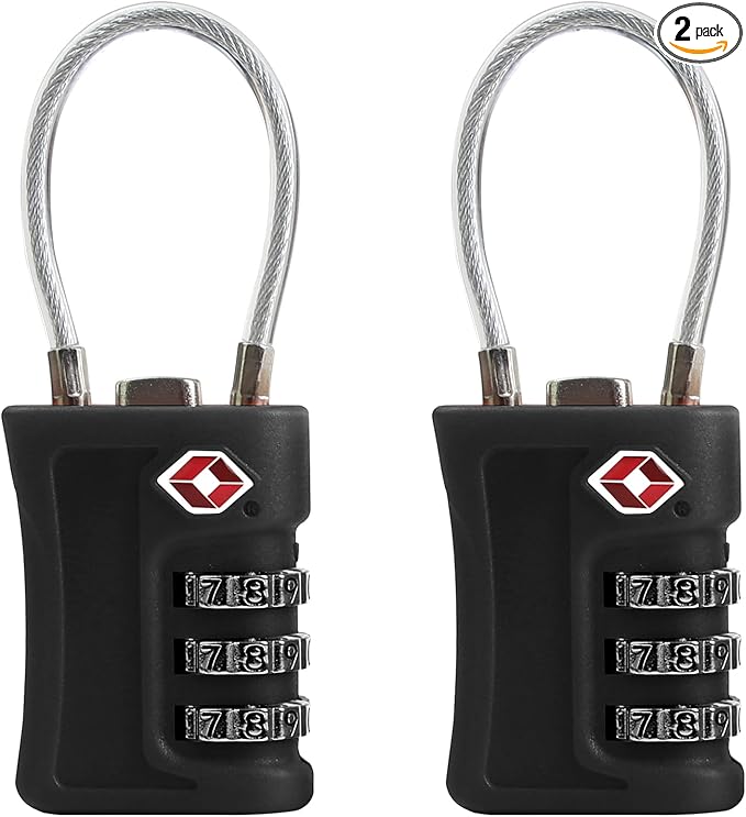 Luggage Locks TSA Approved 2 Pack, Small Padlock Combination, TSA Locks for Luggage, Travel Combo Padlock with Code, for Suitcase, Backpack Zipper, Locker, Gun Case, Ammo Can (Black+Black) by SpecializeinCombinationLock