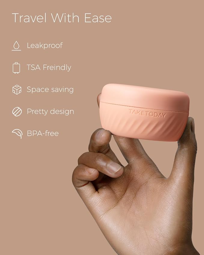 TakeToday Travel Containers for Toiletries, 2 & 3oz, 4 Pack, Apricot | Air Travel Leak-Proof, TSA Approved, Silicone Jars with Lid, for Cosmetics & Toiletries - Image 2