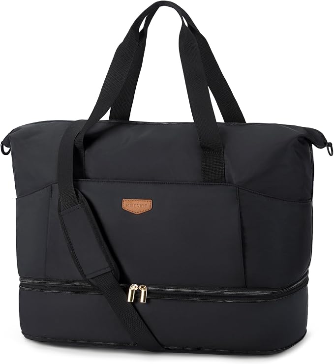Missnine Weekender Bag for Women, Foldie Travel Bag Expandable with Shoes Compartment Travel Duffel 50L Carry on Overnight Gym by Missnine