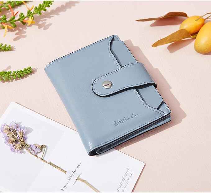 BOSTANTEN Leather Womens Wallet Small RFID Blocking Credit Card Holder | Removable ID Window, Zipper Coin Pocket, Bifold, Minimalist, Fits Small Purses, Daily Use, Ladies Gifts, Blue - Image 9