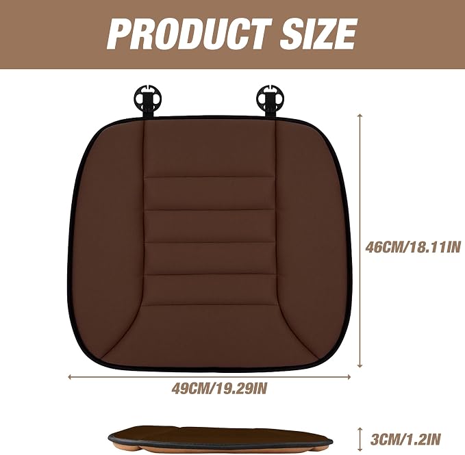 Car Seat Cushion Pad 1.2" Thick Comfort Protector for Car Driver Seat Office Chair Home Use Memory Foam Cushion with Non Slip Bottom, 20'' x 18.5'', Coffee - Image 7