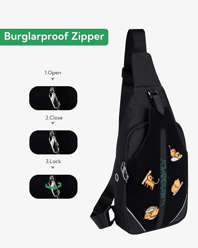 WATERFLY Medium Crossbody Sling Backpack Anti Theft Backpack for Traveling Chest Shoulder Bag - Image 5