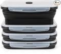 Collapsible Silicone Food Storage Containers Set with Lid & Air Vent,Foldable Lunch Containers(4PCS,Black,40oz) by SiliseaDirect