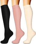 Compression Socks for Women & Men (3 pairs) - Best Support for Nurses, Running, Hiking, Recovery & Flight Socks by BLUEENJOY