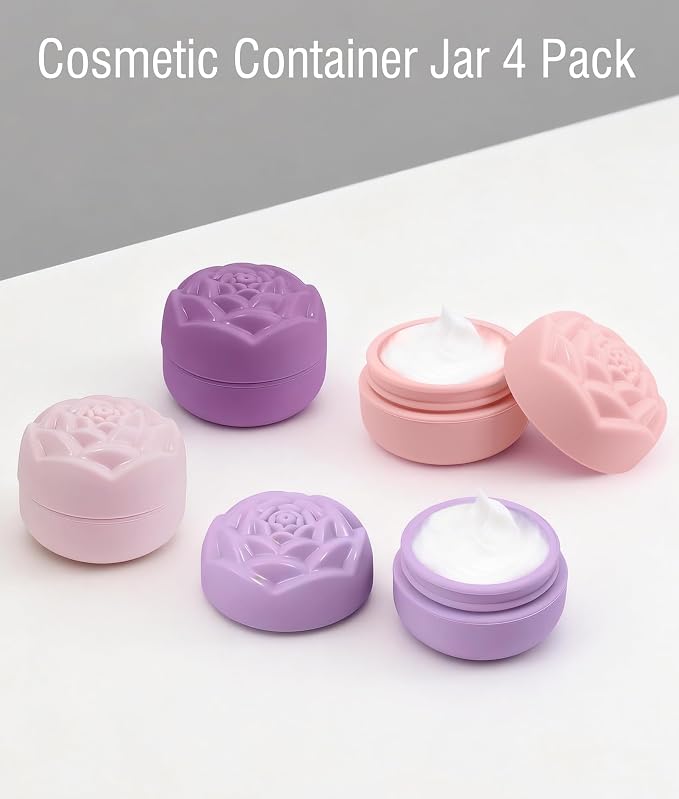 Travel Containers for Cosmetics Toiletries - 0.88 Oz 4 Pack Small Silicone Refillable Mini Jars with Lid Handcream Eyes Cream Hair Gel Wax Pills Moisturizer Earrings Container Rose(4 colors) - Image 3