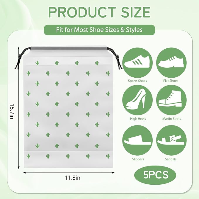 Shoe Bags for Travel, Waterproof Drawstring Shoe Bags for Packing | 15.7" x 11.8" Large Dustproof Portable Travel Shoe Storage Bags Travel Essentials Women and Men - Image 2