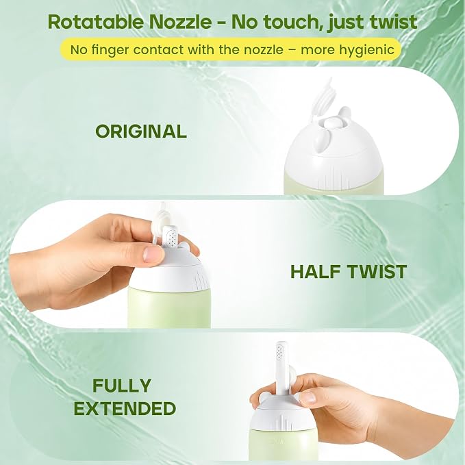 Rotatable Nozzle Portable Bidet – 360ml Touch-Free Nozzle Peri Bottle, Leak-Proof Travel Handheld Bidet for Postpartum Care, Personal Hygiene, Camping & Outdoor Use (Green) - Image 3