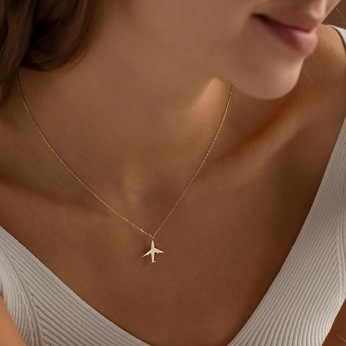 Kyerlyn Necklace for Women, Dainty Airplane/Swallow/Lightning Necklace Sideways Necklace Pendant Trendy Adjustable Chain Simple Choker Everyday Gifts - Image 2