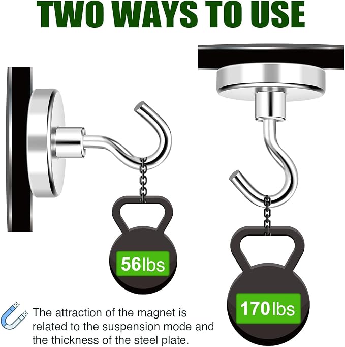 Magnetic Hooks 170Lbs Heavy Duty Magnets with Hook for Cruise Cabin | Strong Magnet Hooks for Hanging Super Metal Magnetic Hanger for Grill Fridge Kitchen Pack of 5 - Image 7