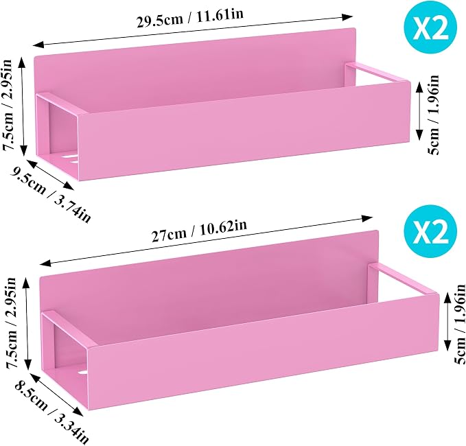 HuggieGems Metal Magnetic Spice Rack for Refrigerator Pink, 4 Pack | Magnetic Shelves Heavy Duty for Fridge in Kitchen, Seasoning Storage Organizer, For Oven Washer and Dryer, For Heavier Items - Image 7