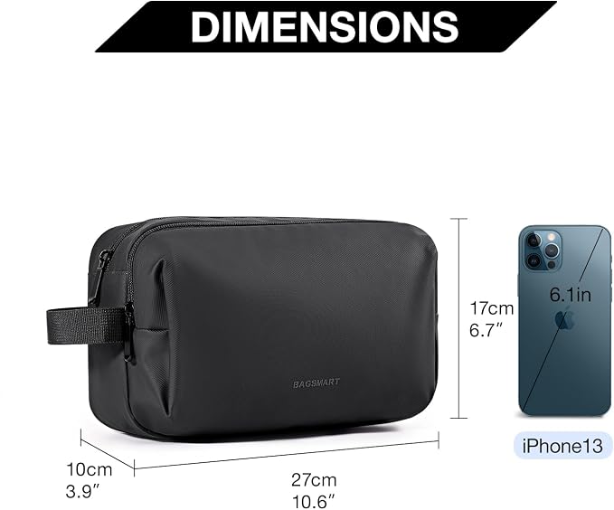 BAGSMART Toiletry Bag for Men, Travel Toiletry Organizer Dopp Kit Water-resistant Shaving Bag for Toiletries Accessories, Door Room Essentials,Black-basic - Image 5