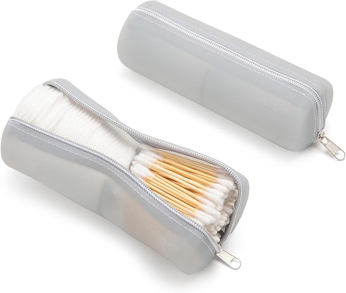 Cotton Round Swab Travel Case, 2-in-1 Beauty Organizer, (Cloud Grey) - Image 2