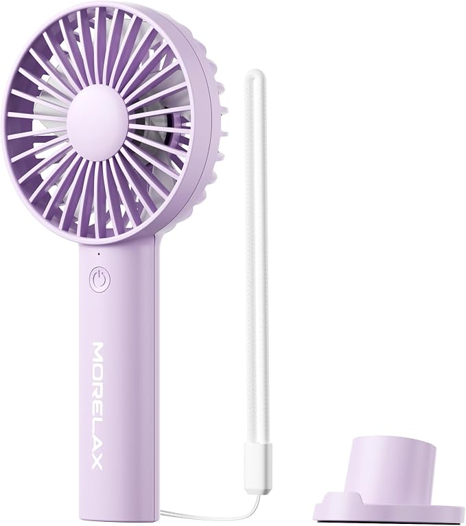 Jancane Handheld Fan, USB Rechargeable Mini Portable Fan with Base, 10H Battery, Strong Wind, Small & Powerful, Cute Design for Travel, Makeup, Girls Women Summer Gift (Purple) by Jancane