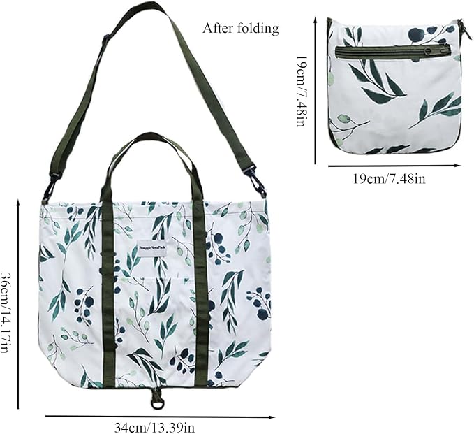 Foldable Travel Tote Bag, Water-Resistant Tote Bag with 3 External Mesh Pockets for Travel, Daily Use, Outdoor - Image 3