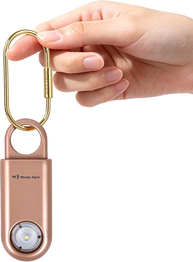 130dB Personal Safety Alarm Strobe Light. Loud Sound Keychain Siren with Carabiner for Women, School Children, Night Runners, Hiking. Bear Alarm Deterrent. SOS Emergency Self Defense Alerts. Rose Gold - Image 8