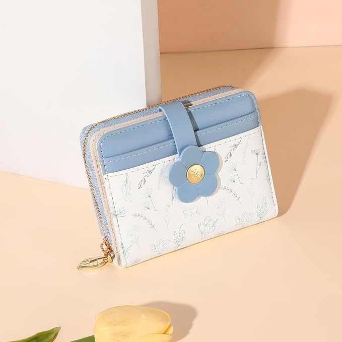 Small Wallet for Women Rfid Bifold Leather Card Holder Wallet With Zipper Pocket - Image 6