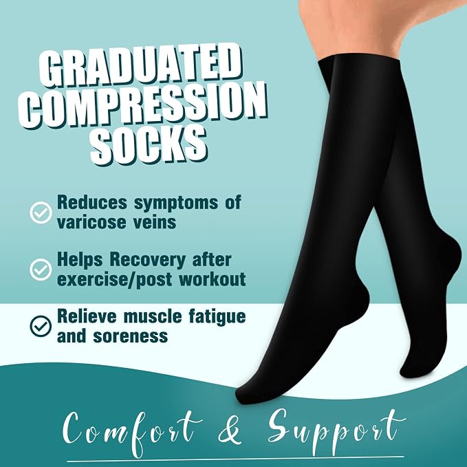 Compression Socks for Women & Men Circulation(6 pairs)-Graduated Supports Socks for Running, Athletic Sports - Image 3