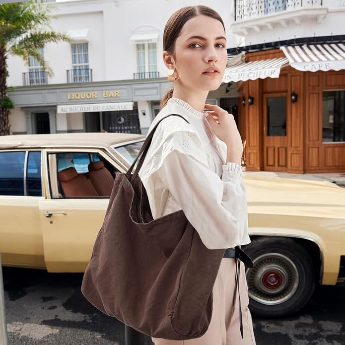 Canvas Tote Bag for Women Large Hobo Shoulder Bag for Work Travel Casual Message Bag Tote Purse handbags - Image 2