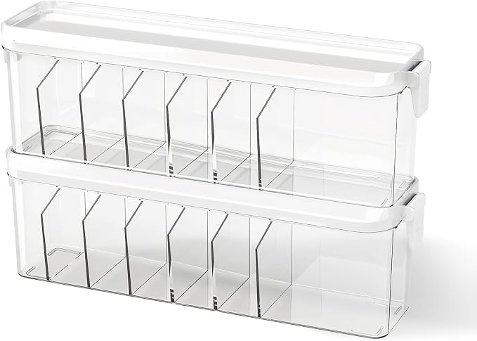 2 Pack Cable Organizer Box with Lid, Charge Cord Storage Organizer | Stackable Cable Storage Box, Fixed Dividers, No Cable Ties, Clear Dustproof Wire Management for Home Office Electronics by MSHOMELYDIRECT