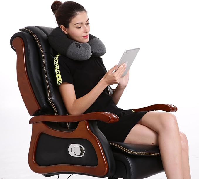 Keemall Inflatable Travel Neck Pillow, Airplane Neck Pillow for Long Flight Sleeping,Soft 100% Cotton Travel Pillow for Plane Head Rest, Portable Traveling Essentials - Image 2