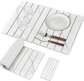 Large Stone Dish Drying Mats for Kitchen Counter, Quick Dry Dish Drying Mats, Foldable Absorbent Diatomaceous Earth Mats for Dishes Cups, Match Any Countertop (24"×16" & 8"x4" White Marble ) by Lprmnnc