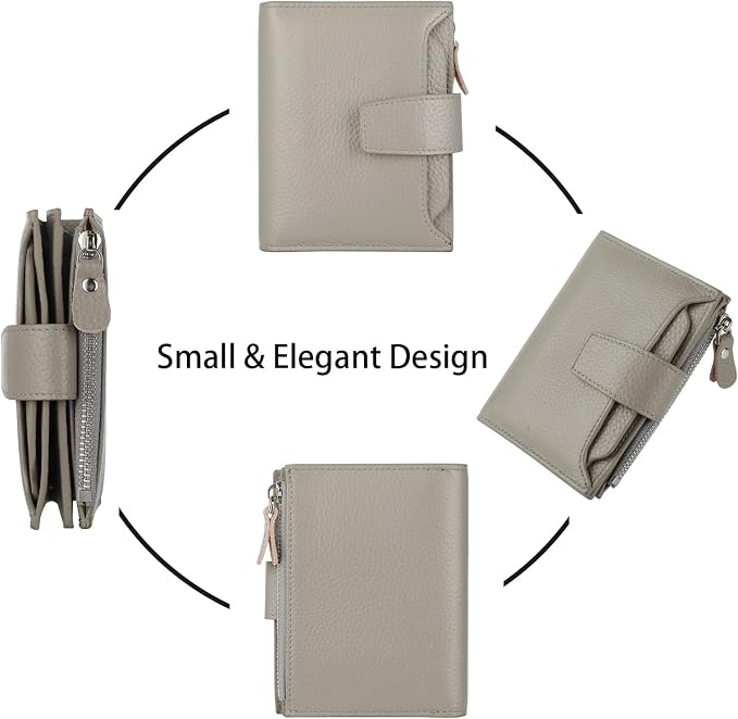 Small Compact Women Wallet RFID Blocking Genuine Leather Bifold Purse with ID Windows - Image 3