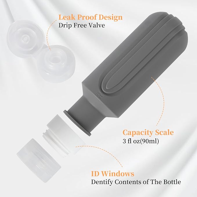 Travel Bottles Set for Toiletries, TSA Approved Travel Containers Leak Proof Silicone Squeezable Travel Accessories 2oz 3oz for Shampoo Conditioner Lotion Body Wash (Black) - Image 2
