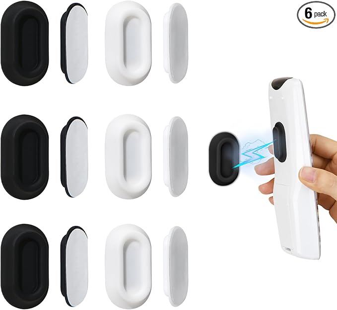 XYOFUN Magnetic Remote Control Holder Wall Mount - 6 Pcs White & Black | No Drill Self-Adhesive Organizer, For Air Conditioner & TV Remotes, Storage Caddy for Televisions Backside by XYOFUNDailyNecessities