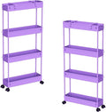2-piece Set Slim Storage Cart 3 Tier,Bathroom Organizer Rolling Utility,Mobile Shelving Unit Slide Out for Office, Kitchen, Laundry Room & Narrow Places by Home
