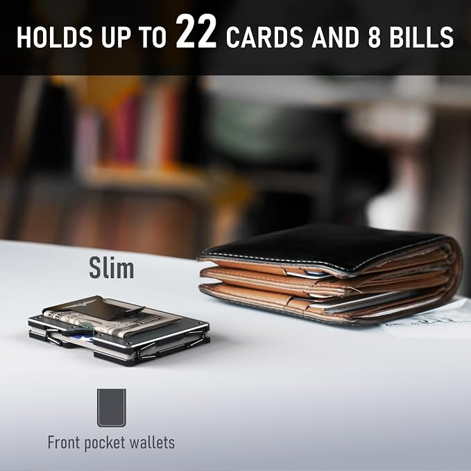 Lenvoten Upgraded Hinged Minimalist Wallet for Men, RFID Blocking Wallet | Slim Metal Aluminum, Credit Card Holder, Money Clip Holds 20 Cards, Premium Scratch-Resistant Finish, Ideal Gift for Men - Image 2