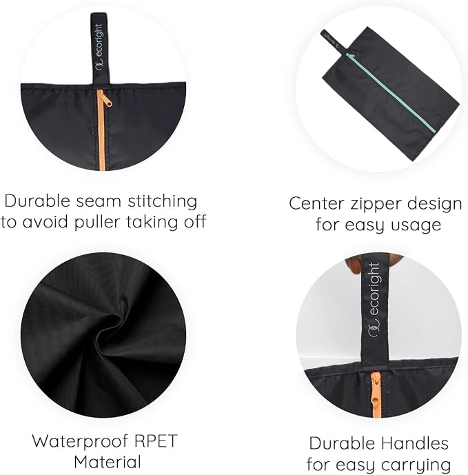 Ecoright Shoe Bags for Travel, Set of 2, 100% Recycled Water-Resistant Zipper Pouch Bags, Shoe Bags for Storage, Travel Essentials for Men & Women - Image 4