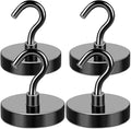 Magnetic Hooks Heavy Duty 150LB+ Strong Black Magnets Hook | Rare Earth Neodymium Hooks with Epoxy Coating Cruise Magnets with Hook for Hanging Refrigerator Garage 6 Pack by MIKEDE