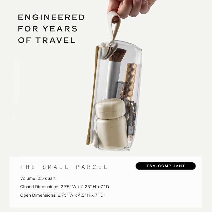 Cadence Parcel - Clear Travel Kit with Zipperless Magnetic Closure - Pebble, Small - Durable, Leak-Resistant and TSA Approved Toiletry Bag - Modular Organization - Recycled TPU (.5 Qt) - Image 5