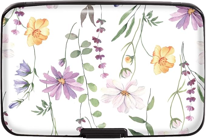 Coco Rossi Credit Card Holder RFID Aluminum Small Mini Wallet Women | Metal Wallet, Business Cards Holder, ID Case, Slim Sleeves, Womens Girls Gift, Carry Proof Wallets for Travel, White Daisy - Image 3